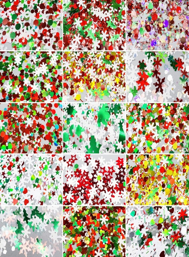 SUPGIFT Glitter SUPGIFT 15 Colors 130g Holographic Christmas Snowflake Tree Heart Star Pentagram Chunky Cosmetic Laser Sequins for Makeup Hair Body Nail Art Slime Craft Resin with Brush 5 Spoons - Image 2